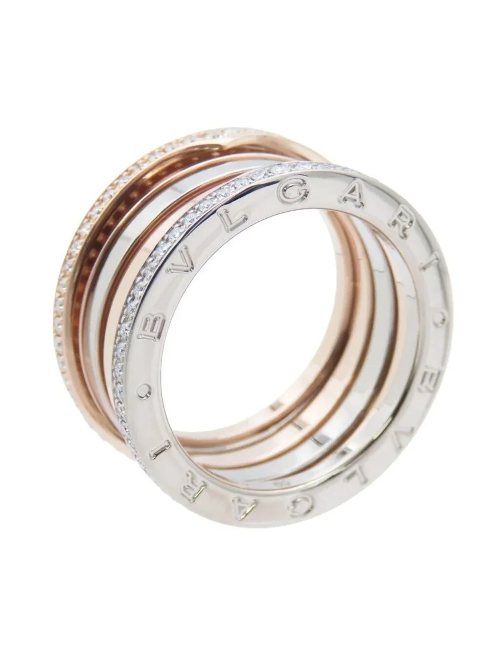 Bvlgari Ring White Gold Pink Diamond B.Zero1 Band No 59 Manufactur
